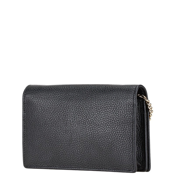 グッチ インターロッキングG ソーホー チェーン ウォレット 長財布 598211 ブラック レザー レディース GUCCI 【中古】