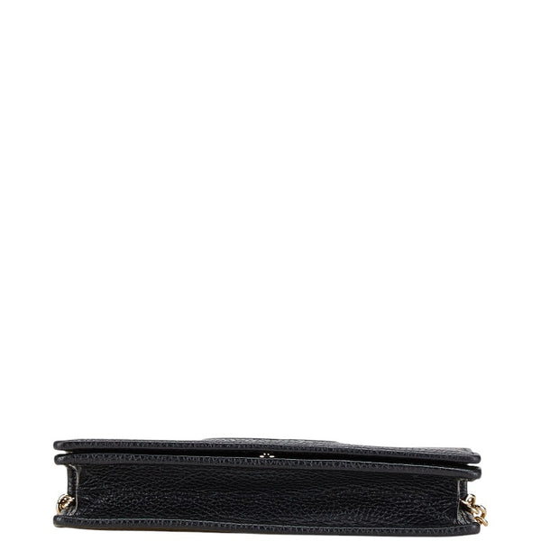 グッチ インターロッキングG ソーホー チェーン ウォレット 長財布 598211 ブラック レザー レディース GUCCI 【中古】