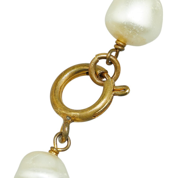 シャネル ココマーク フェイクパール ネックレス ゴールド メッキ レディース CHANEL 【中古】