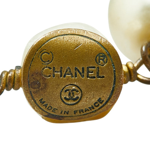 シャネル ココマーク フェイクパール ネックレス ゴールド メッキ レディース CHANEL 【中古】