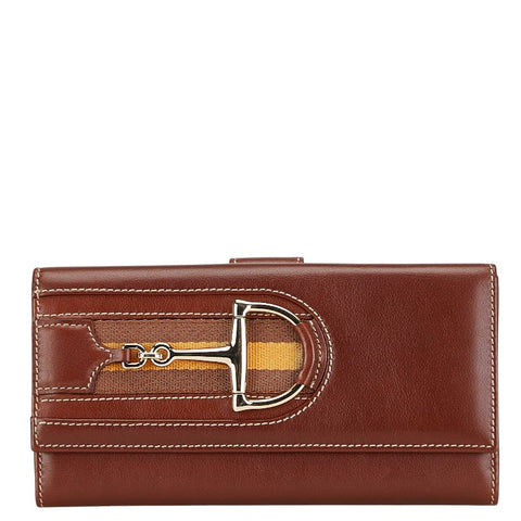 グッチ ホースビット 長財布 137375 ブラウン レザー レディース GUCCI 【中古】