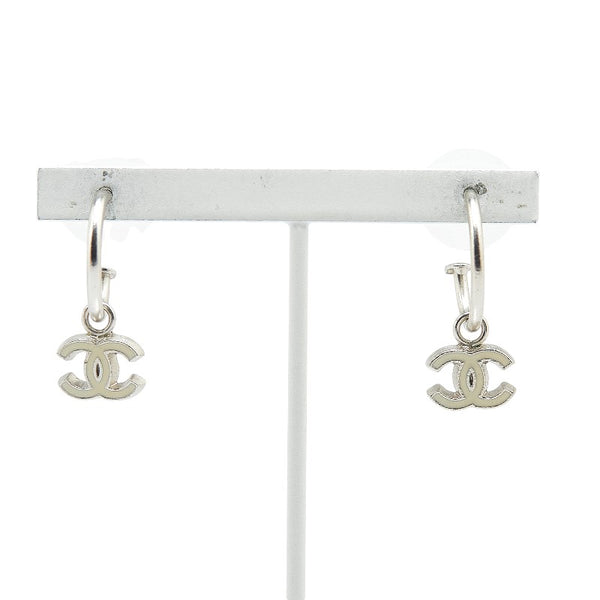 シャネル ココマーク ピアス シルバー ホワイト メタル レディース CHANEL 【中古】