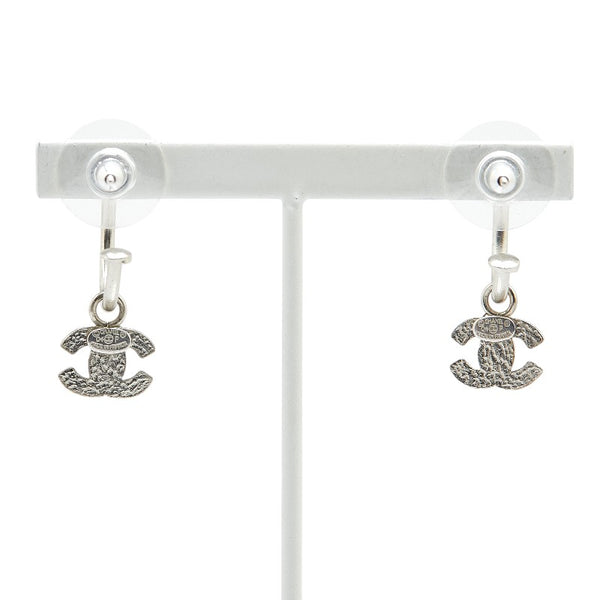 シャネル ココマーク ピアス シルバー ホワイト メタル レディース CHANEL 【中古】