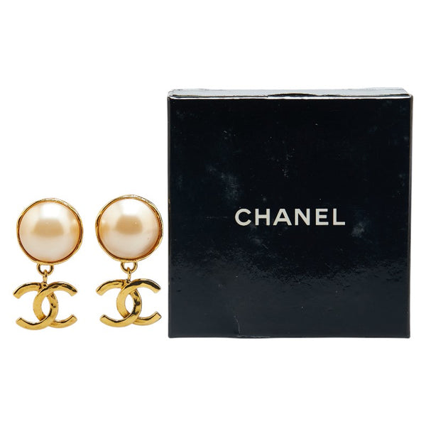 シャネル ヴィンテージ ココマーク フェイクパール イヤリング ゴールド メッキ レディース CHANEL 【中古】