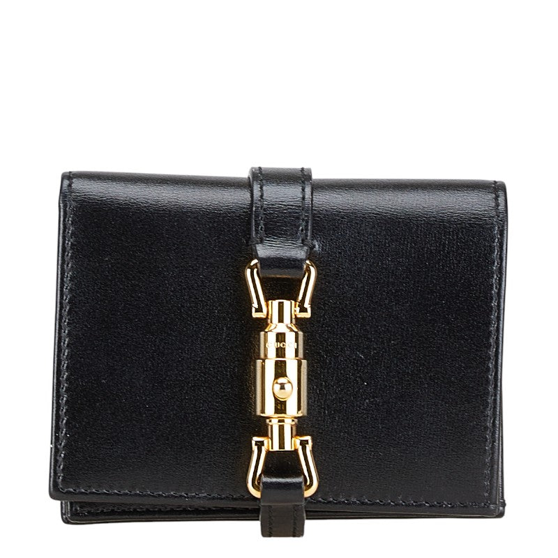 グッチ ジャッキー コンパクトウォレット 二つ折り財布 645536 ブラック レザー レディース GUCCI 【中古】