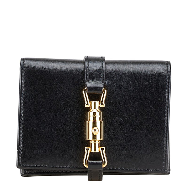 グッチ ジャッキー コンパクトウォレット 二つ折り財布 645536 ブラック レザー レディース GUCCI 【中古】