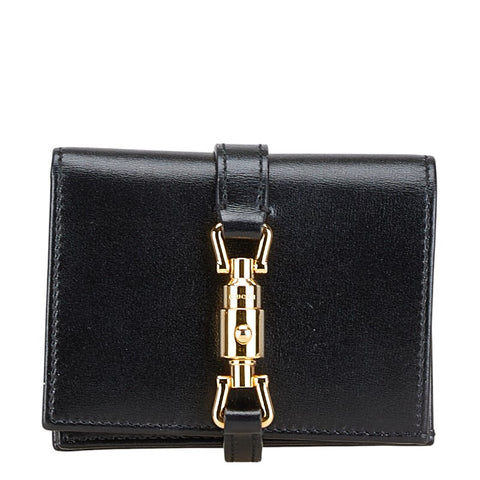 グッチ ジャッキー コンパクトウォレット 二つ折り財布 645536 ブラック レザー レディース GUCCI 【中古】