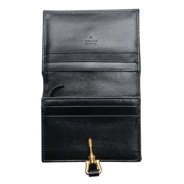 グッチ ジャッキー コンパクトウォレット 二つ折り財布 645536 ブラック レザー レディース GUCCI 【中古】