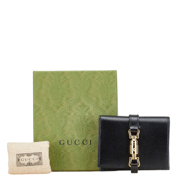 グッチ ジャッキー コンパクトウォレット 二つ折り財布 645536 ブラック レザー レディース GUCCI 【中古】