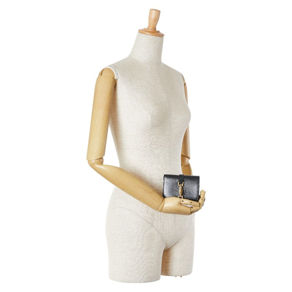 グッチ ジャッキー コンパクトウォレット 二つ折り財布 645536 ブラック レザー レディース GUCCI 【中古】