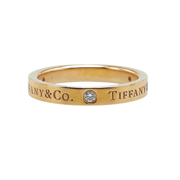 ティファニー フラットバンドリング 3Pダイヤ リング 指輪 K18PG ピンクゴールド レディース TIFFANY&Co. 【中古】