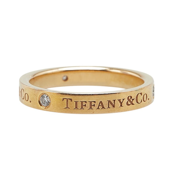 ティファニー フラットバンドリング 3Pダイヤ リング 指輪 K18PG ピンクゴールド レディース TIFFANY&Co. 【中古】
