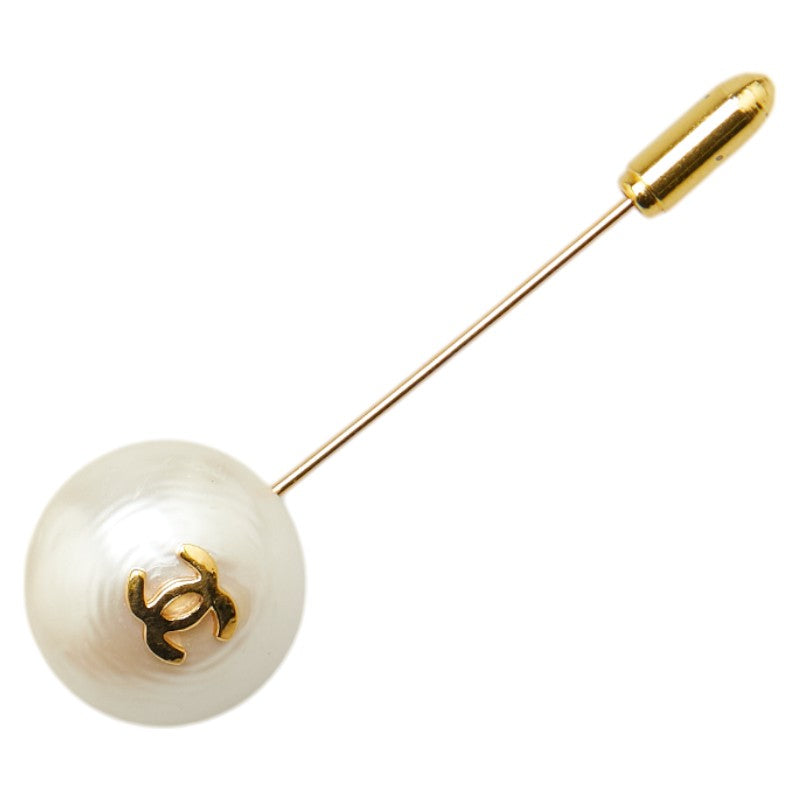 シャネル ココマーク フェイクパール ブローチ ゴールド メッキ レディース CHANEL 【中古】