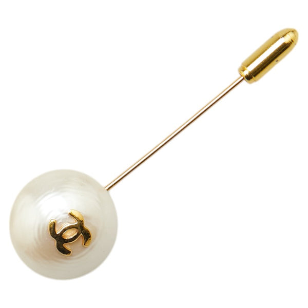 シャネル ココマーク フェイクパール ブローチ ゴールド メッキ レディース CHANEL 【中古】