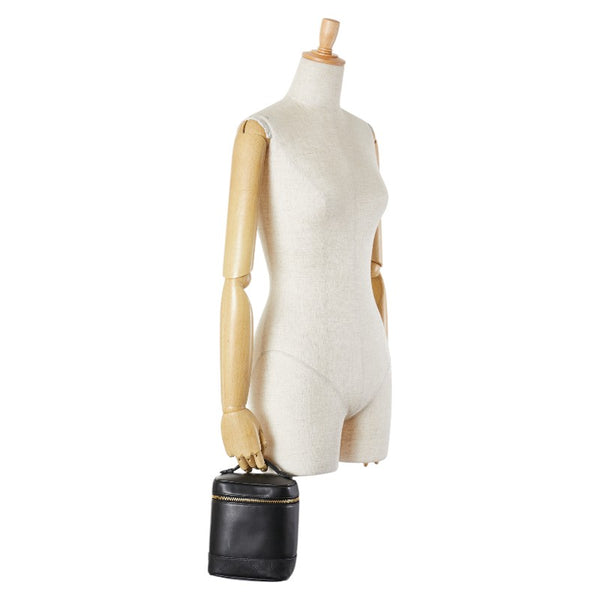 シャネル ビコローレ ココマーク バニティバッグ ブラック レザー レディース CHANEL 【中古】