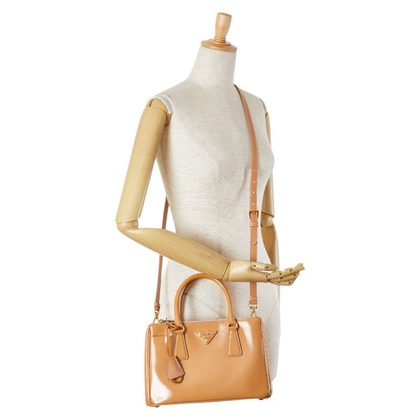 プラダ サフィアーノ ガレリア　 ハンドバック ショルダーバッグ 2WAY BN2316 ベージュ パテントレザー レディース PRADA 【中古】