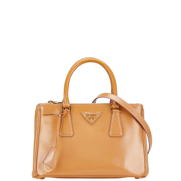 プラダ サフィアーノ ガレリア　 ハンドバック ショルダーバッグ 2WAY BN2316 ベージュ パテントレザー レディース PRADA 【中古】