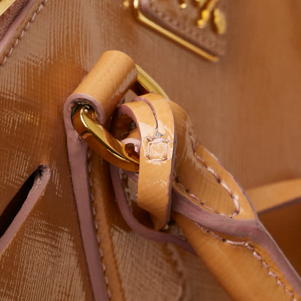 プラダ サフィアーノ ガレリア　 ハンドバック ショルダーバッグ 2WAY BN2316 ベージュ パテントレザー レディース PRADA 【中古】