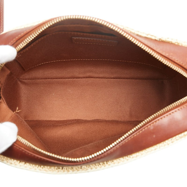 サンローラン ルー カサンドラ タッセル 斜め掛け ショルダーバッグ カメラバッグ 468537 ベージュ ブラウン ラフィア レザー レディース SAINT LAURENT 【中古】