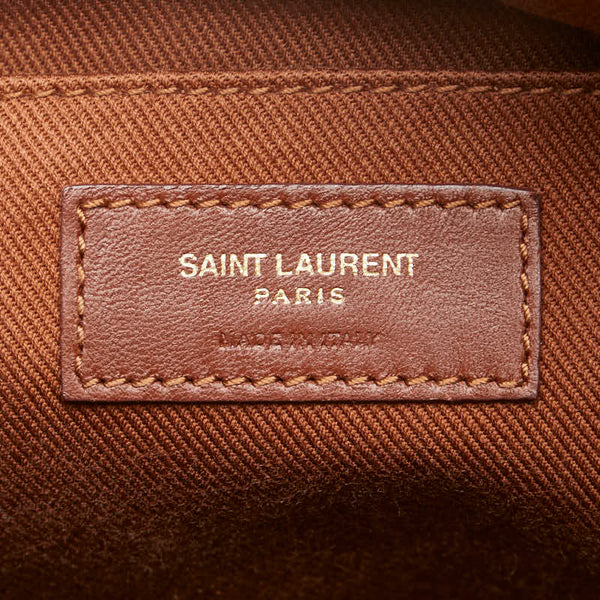 サンローラン ルー カサンドラ タッセル 斜め掛け ショルダーバッグ カメラバッグ 468537 ベージュ ブラウン ラフィア レザー レディース SAINT LAURENT 【中古】