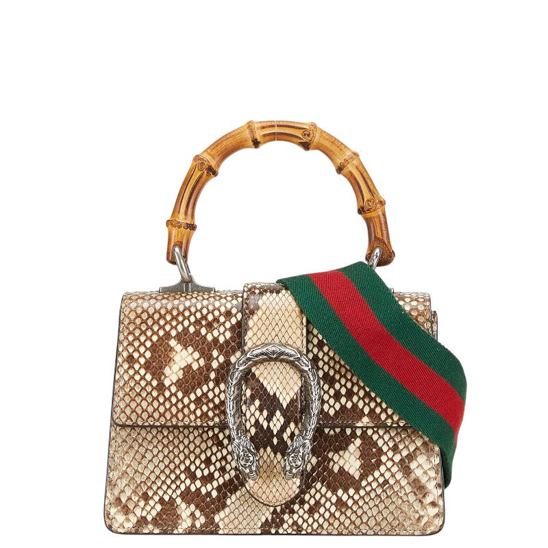 グッチ バンブー ディオニュソス ミニハンドバッグ ショルダーバッグ 2WAY 523367 ベージュ ブラウン パイソン レディース GUCCI 【中古】