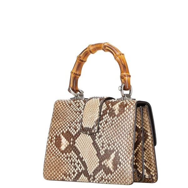 グッチ バンブー ディオニュソス ミニハンドバッグ ショルダーバッグ 2WAY 523367 ベージュ ブラウン パイソン レディース GUCCI 【中古】