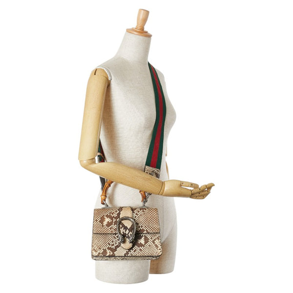 グッチ バンブー ディオニュソス ミニハンドバッグ ショルダーバッグ 2WAY 523367 ベージュ ブラウン パイソン レディース GUCCI 【中古】