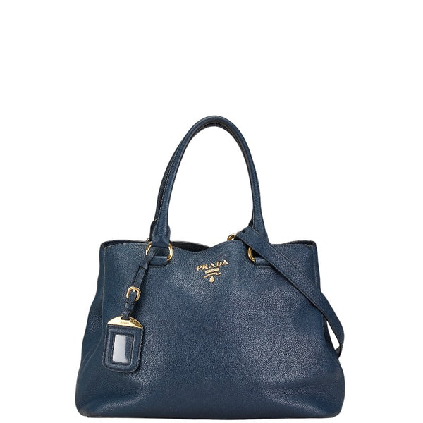 プラダ ハンドバッグ ショルダーバッグ 2WAY 1BA878 ネイビー レザー レディース PRADA 【中古】