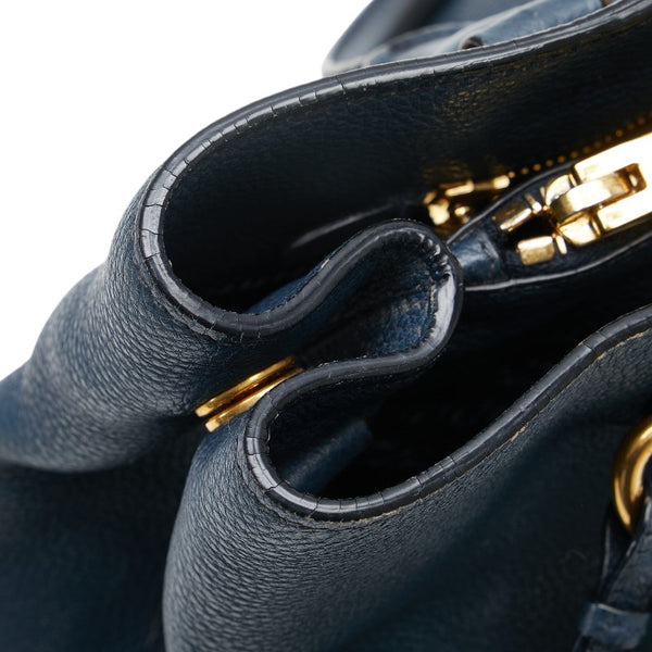 プラダ ハンドバッグ ショルダーバッグ 2WAY 1BA878 ネイビー レザー レディース PRADA 【中古】