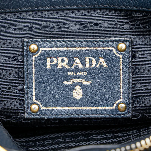プラダ ハンドバッグ ショルダーバッグ 2WAY 1BA878 ネイビー レザー レディース PRADA 【中古】