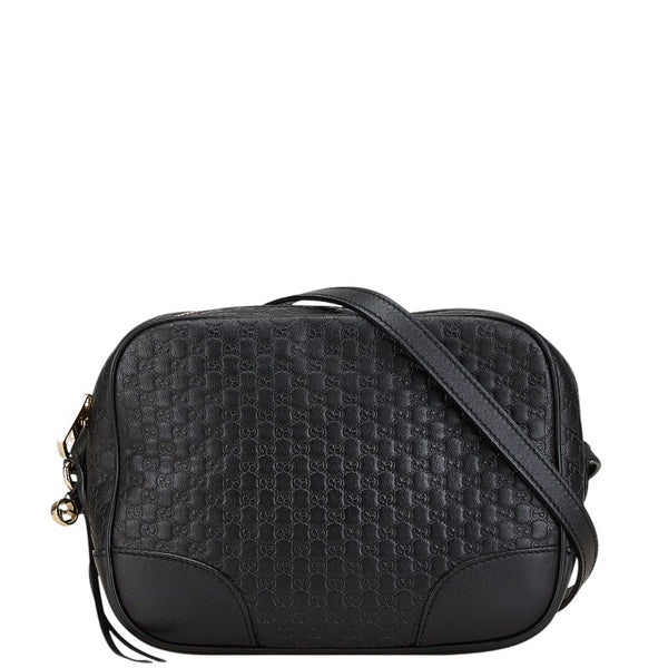 グッチ マイクログッチシマ 斜め掛け ショルダーバッグ 449413 ブラック レザー レディース GUCCI 【中古】