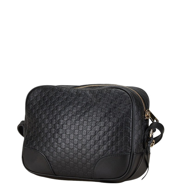 グッチ マイクログッチシマ 斜め掛け ショルダーバッグ 449413 ブラック レザー レディース GUCCI 【中古】