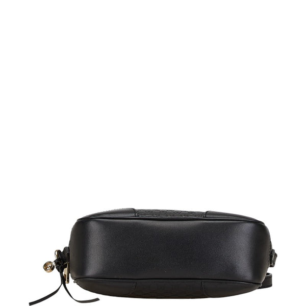 グッチ マイクログッチシマ 斜め掛け ショルダーバッグ 449413 ブラック レザー レディース GUCCI 【中古】