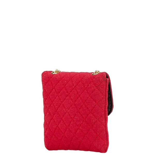 シャネル マトラッセ ココマーク ミニ チェーン ショルダーバッグ レッド コットン レディース CHANEL 【中古】