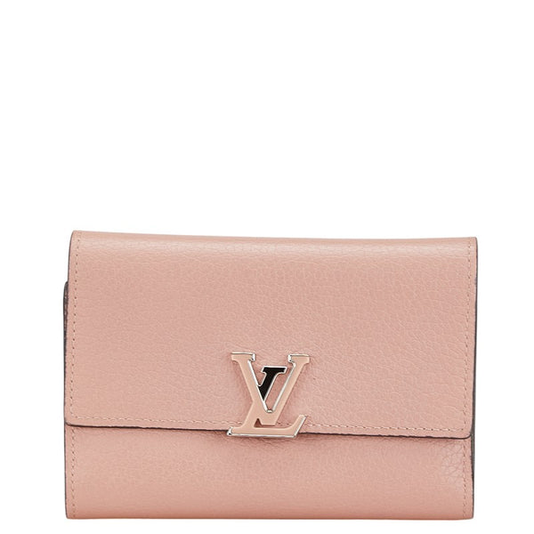 ルイ ヴィトン ポルトフォイユ カプシーヌ コンパクト 三つ折り財布 M62156 ピンク トリヨンレザー レディース LOUIS VUITTON 【中古】
