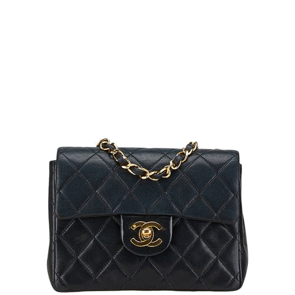 シャネル マトラッセ ココマーク チェーン ショルダーバッグ ブラック ラムスキン レディース CHANEL 【中古】