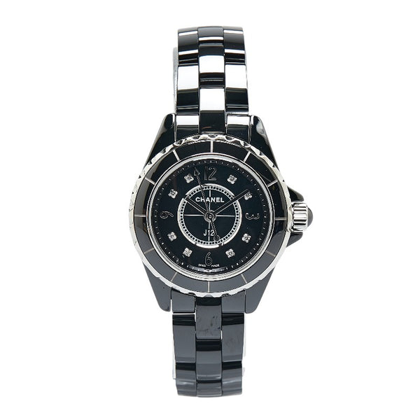 シャネル J12 8Pダイヤ 腕時計 H2569 クオーツ ブラック文字盤 セラミック ステンレススチール レディース CHANEL 【中古】