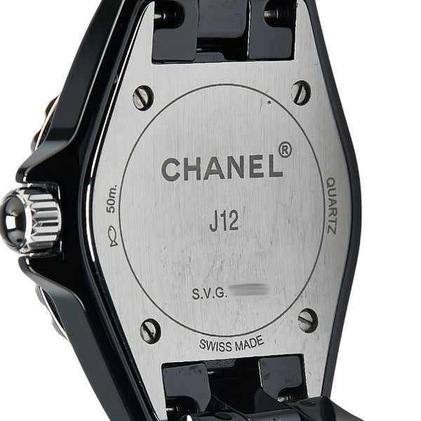 シャネル J12 8Pダイヤ 腕時計 H2569 クオーツ ブラック文字盤 セラミック ステンレススチール レディース CHANEL 【中古】