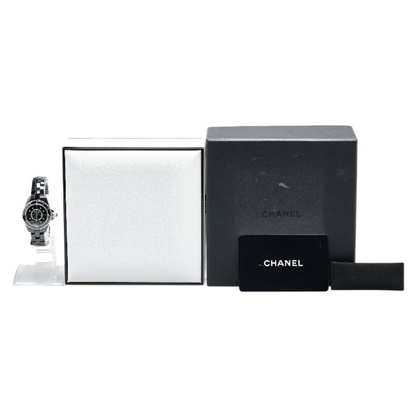 シャネル J12 8Pダイヤ 腕時計 H2569 クオーツ ブラック文字盤 セラミック ステンレススチール レディース CHANEL 【中古】