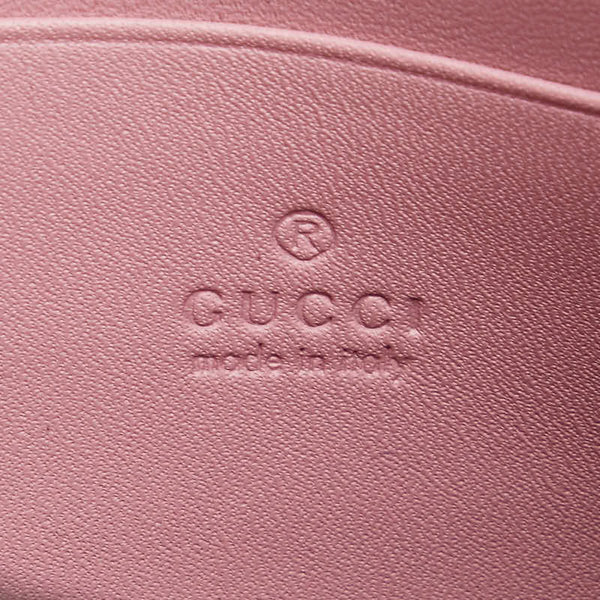 グッチ GGスプリーム パール チェーンウォレット ショルダーバッグ 長財布 431478 ピンク ベージュ PVC レザー レディース GUCCI 【中古】
