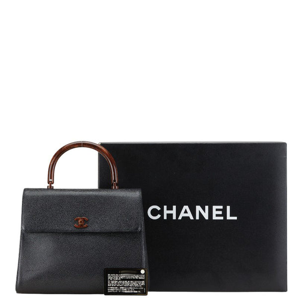 シャネル ココマーク ハンドバッグ ブラック キャビアスキン レディース CHANEL 【中古】