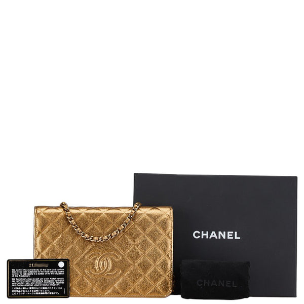 シャネル マトラッセ ココマーク 斜め掛け チェーン ウォレット ゴールド ラムスキン レディース CHANEL 【中古】