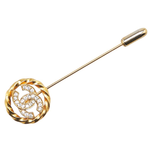 シャネル ココマーク ラインストーン ブローチ ゴールド メッキ レディース CHANEL 【中古】