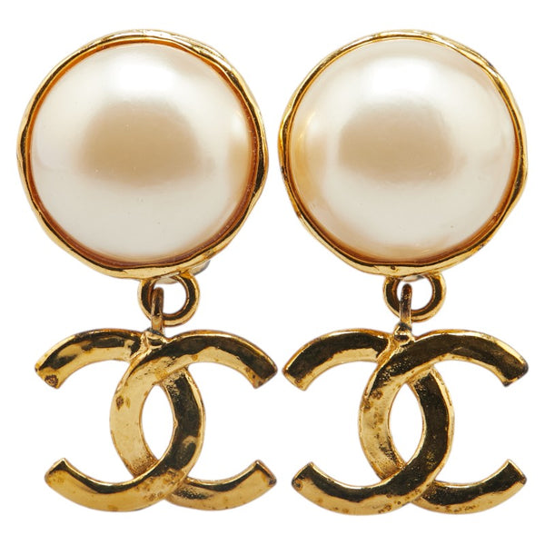 シャネル ヴィンテージ ココマーク フェイクパール イヤリング ゴールド メッキ レディース CHANEL 【中古】