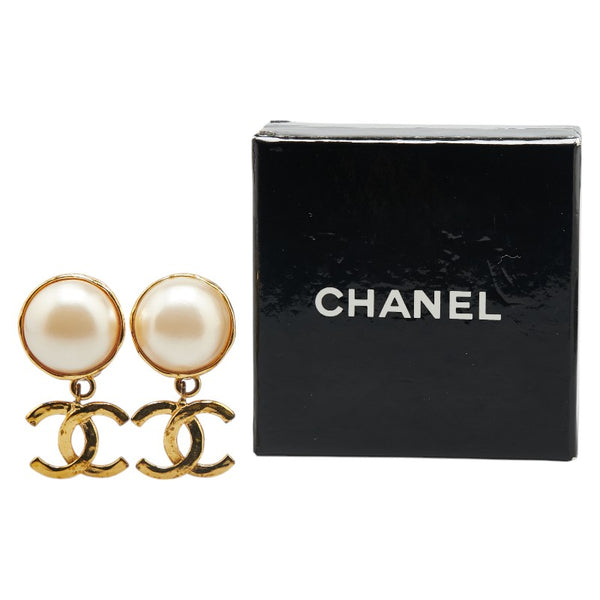 シャネル ヴィンテージ ココマーク フェイクパール イヤリング ゴールド メッキ レディース CHANEL 【中古】