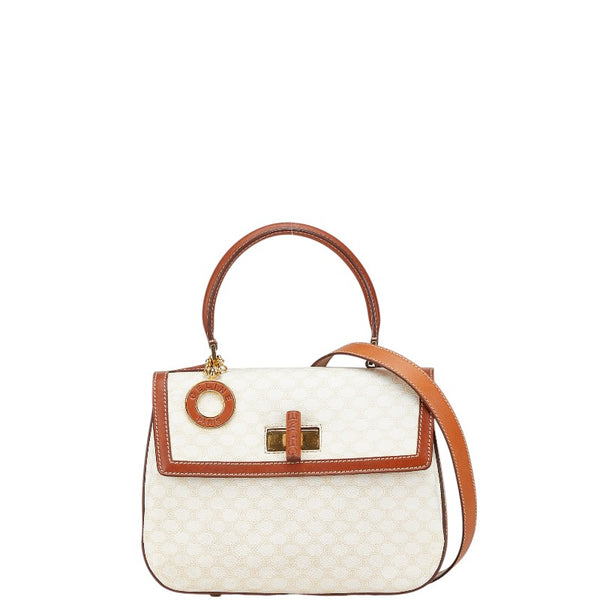 セリーヌ マカダム ハンドバッグ ショルダーバッグ 2WAY ホワイト ブラウン PVC レザー レディース CELINE 【中古】