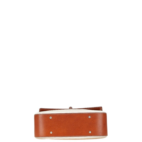 セリーヌ マカダム ハンドバッグ ショルダーバッグ 2WAY ホワイト ブラウン PVC レザー レディース CELINE 【中古】
