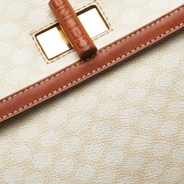 セリーヌ マカダム ハンドバッグ ショルダーバッグ 2WAY ホワイト ブラウン PVC レザー レディース CELINE 【中古】
