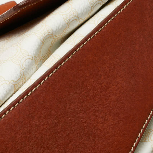 セリーヌ マカダム ハンドバッグ ショルダーバッグ 2WAY ホワイト ブラウン PVC レザー レディース CELINE 【中古】