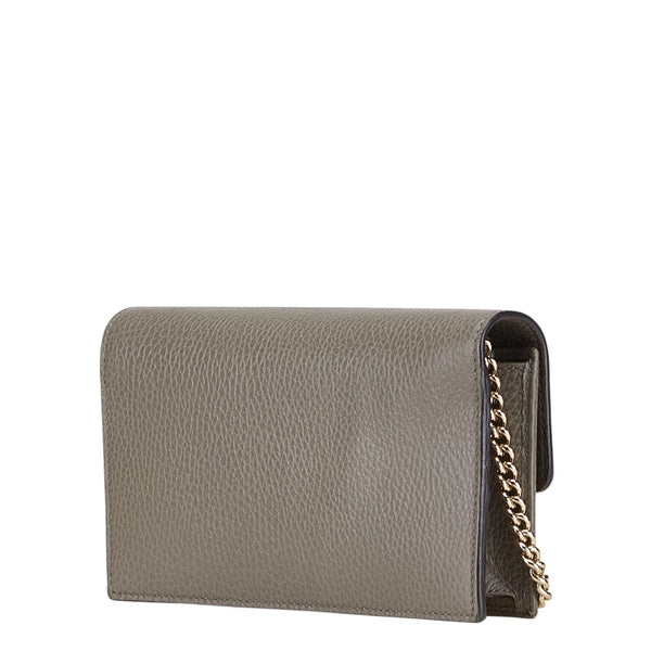 グッチ インターロッキングG 斜め掛け チェーン ショルダバッグ ウォレット 510314 グレー レザー レディース GUCCI 【中古】